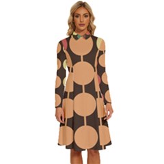 Pattern Circle Retro Design Long Sleeve Shirt Collar A-line Dress by Loisa77