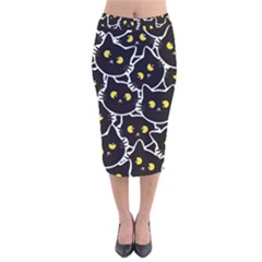 Cat Pattern Pet Drawing Eyes Velvet Midi Pencil Skirt by Loisa77