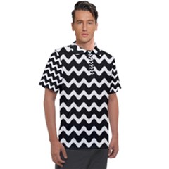 Wave Pattern Wavy Halftone Men s Polo T-shirt by Loisa77