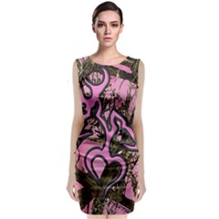 Pink Browning Deer Glitter Camo Camouflage Sleeveless Velvet Midi Dress by Loisa77