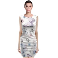 Butterflies Cute Flower Pastel Pattern Sleeveless Velvet Midi Dress by Loisa77