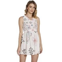 Butterflies Cute Flower Pastel Pattern Sleeveless High Waist Mini Dress by Loisa77