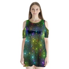 Stars Coloured Lights Background Shoulder Cutout Velvet One Piece by Loisa77