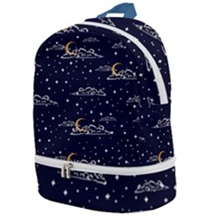 Hand Drawn Scratch Style Night-sky-with-moon-cloud Space Among-stars-seamless Pattern Vector Design Zip Bottom Backpack by Ket1n9