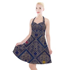 Pattern Seamless Antique Luxury Halter Party Swing Dress  by Loisa77