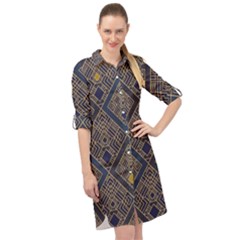 Pattern Seamless Antique Luxury Long Sleeve Mini Shirt Dress by Loisa77