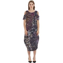 Grapevine Symphony Print Pattern Bk Cold Shoulder Loose Fit Dress With Pockets by dflcprintsclothing