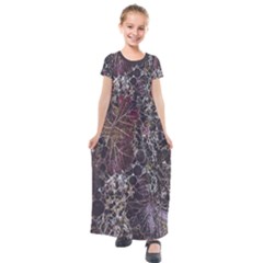 Grapevine Symphony Print Pattern Bk Kids  Short Sleeve Maxi Dress by dflcprintsclothing