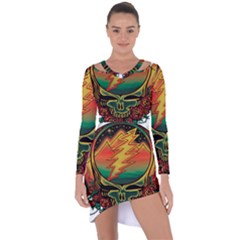 Grateful Steal Your Face Deadhead Hippie Logo Symbol Asymmetric Cut-out Shift Dress by Loisa77