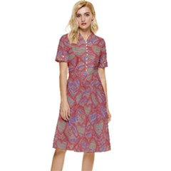 Love Hearts Valentines Connection Button Top Knee Length Dress by Paksenen