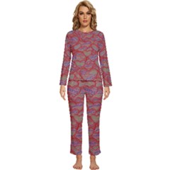 Love Hearts Valentines Connection Womens  Long Sleeve Lightweight Pajamas Set by Paksenen