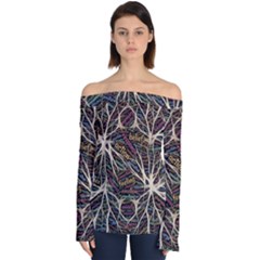 Mental Human Experience Mindset Pattern Off Shoulder Long Sleeve Top by Paksenen