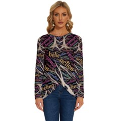 Mental Human Experience Mindset Pattern Long Sleeve Crew Neck Pullover Top by Paksenen