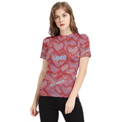 Love Hearts Valentine Red Symbol Women s Short Sleeve Rash Guard by Paksenen