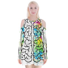 Brain Mind Psychology Idea Drawing Velvet Long Sleeve Shoulder Cutout Dress by Loisa77