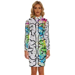 Brain Mind Psychology Idea Drawing Long Sleeve Shirt Collar Bodycon Dress by Loisa77