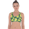 Bloom Flowering Yellow Blade Green Cross String Back Sports Bra View1