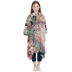 Whimsical Colorful Young Girl Kids  Hooded Rain Ponchos by Loisa77