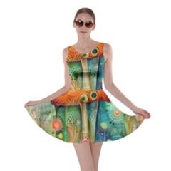 Whimsical Mushrooms Colorful Patterns Skater Dress by Loisa77