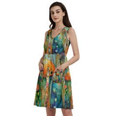 Whimsical Mushrooms Colorful Patterns Sleeveless Dress With Pocket by Loisa77