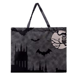 Halloween Background Halloween Scene Zipper Large Tote Bag by Ket1n9