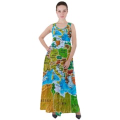 World Map Empire Waist Velour Maxi Dress by Ket1n9