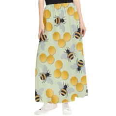 Bees Pattern Honey Bee Bug Honeycomb Honey Beehive Maxi Chiffon Skirt by Bedest