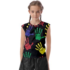 Handprints Hand Print Colourful Kids  Raglan Cap Sleeve T-shirt by Apen