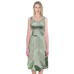 Banana Leaf Plant Pattern Midi Sleeveless Dress by anzea