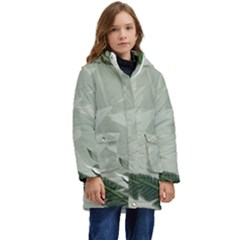 Banana Leaf Plant Pattern Kids  Hooded Longline Puffer Jacket by anzea