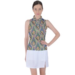 Tribal Background Boho Batik Women s Sleeveless Polo T-shirt by anzea