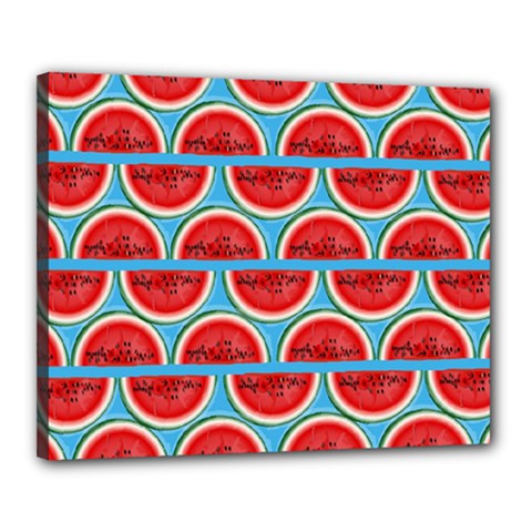 Illustrations Watermelon Texture Pattern Canvas 20  X 16  (stretched) by anzea