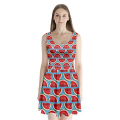 Illustrations Watermelon Texture Pattern Split Back Mini Dress  by anzea