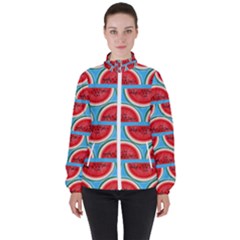 Illustrations Watermelon Texture Pattern Women s High Neck Windbreaker by anzea