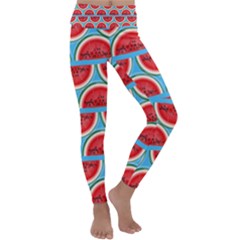 Illustrations Watermelon Texture Pattern Kids  Lightweight Velour Classic Yoga Leggings by anzea