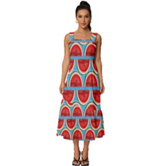 Illustrations Watermelon Texture Pattern Square Neckline Tiered Midi Dress by anzea