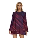 Illustrations Space Purple Round Neck Long Sleeve Bohemian Style Chiffon Mini Dress View1