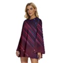 Illustrations Space Purple Round Neck Long Sleeve Bohemian Style Chiffon Mini Dress View2