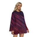 Illustrations Space Purple Round Neck Long Sleeve Bohemian Style Chiffon Mini Dress View3