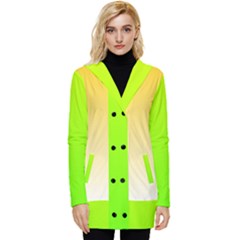 Gradient  Green, Yellow Button Up Hooded Coat  by 2607694c