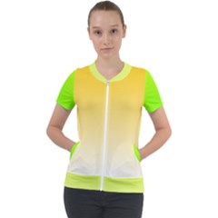 Gradient  Green, Yellow Short Sleeve Zip Up Jacket by 2607694c