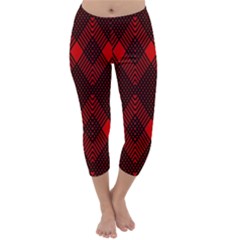 Pattern Red Black, Capri Winter Leggings  by 2607694c