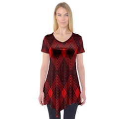 Pattern Red Black, Short Sleeve Tunic  by 2607694c