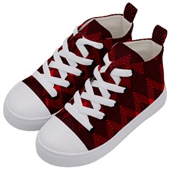 Pattern Red Black, Kids  Mid-top Canvas Sneakers by 2607694c