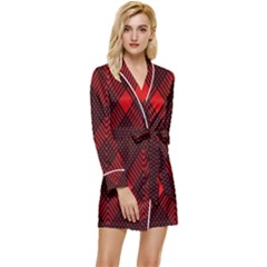 Pattern Red Black, Long Sleeve Satin Robe by 2607694c