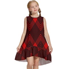 Pattern Red Black, Kids  Frill Swing Dress by 2607694c