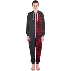 Pattern, Red, Black,  Hooded Jumpsuit (ladies) by 2607694c