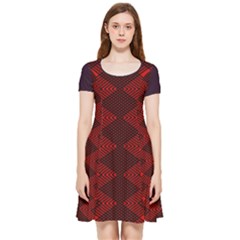 Pattern Rot Schwarz Inside Out Cap Sleeve Dress by dedoma