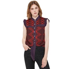 Pattern Rot Schwarz Frill Detail Shirt by dedoma