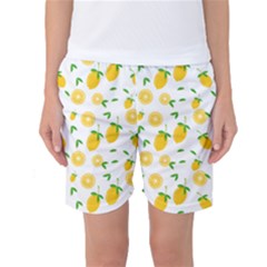 Illustrations Lemon Citrus Fruit Yellow Women s Basketball Shorts by anzea